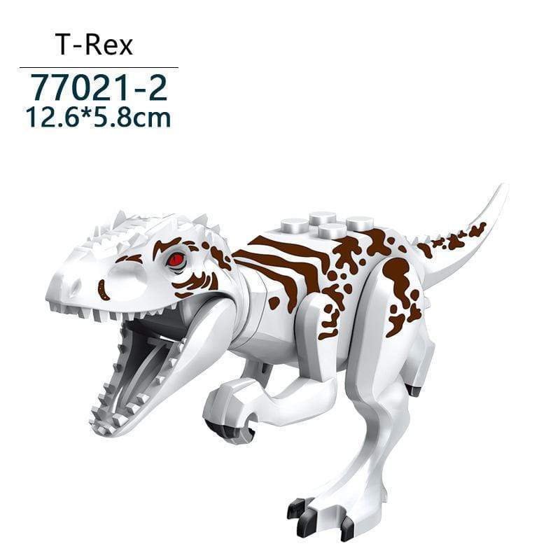 5‘’ Mini Dinosaur Jurassic Theme DIY Action Figures Building Blocks Toy Playsets T-Rex / White