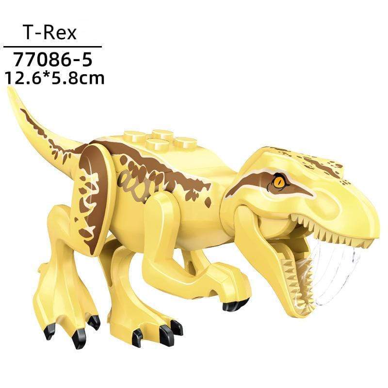 5‘’ Mini Dinosaur Jurassic Theme DIY Action Figures Building Blocks Toy Playsets T-Rex / Yellow