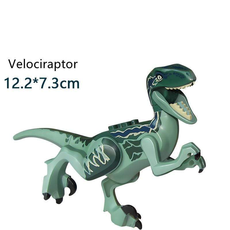 5‘’ Mini Dinosaur Jurassic Theme DIY Action Figures Building Blocks Toy Playsets Velociraptor / Dark Green