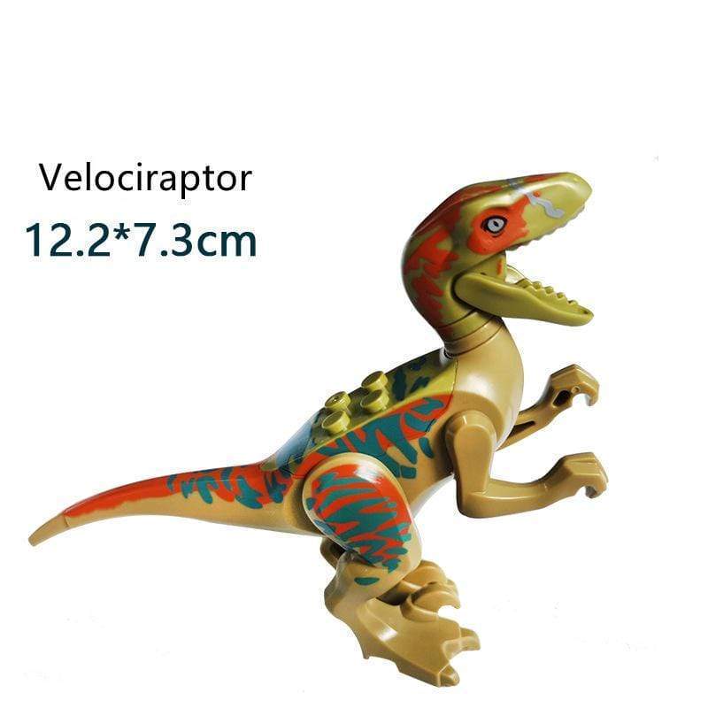 5‘’ Mini Dinosaur Jurassic Theme DIY Action Figures Building Blocks Toy Playsets Velociraptor / Golden