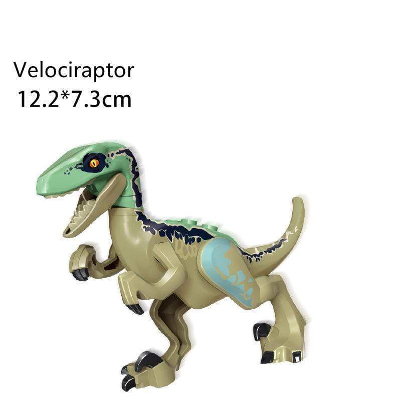 5‘’ Mini Dinosaur Jurassic Theme DIY Action Figures Building Blocks Toy Playsets Velociraptor / Gray