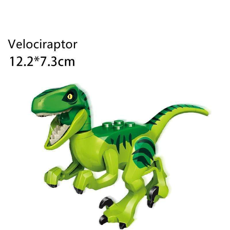 5‘’ Mini Dinosaur Jurassic Theme DIY Action Figures Building Blocks Toy Playsets Velociraptor / Green
