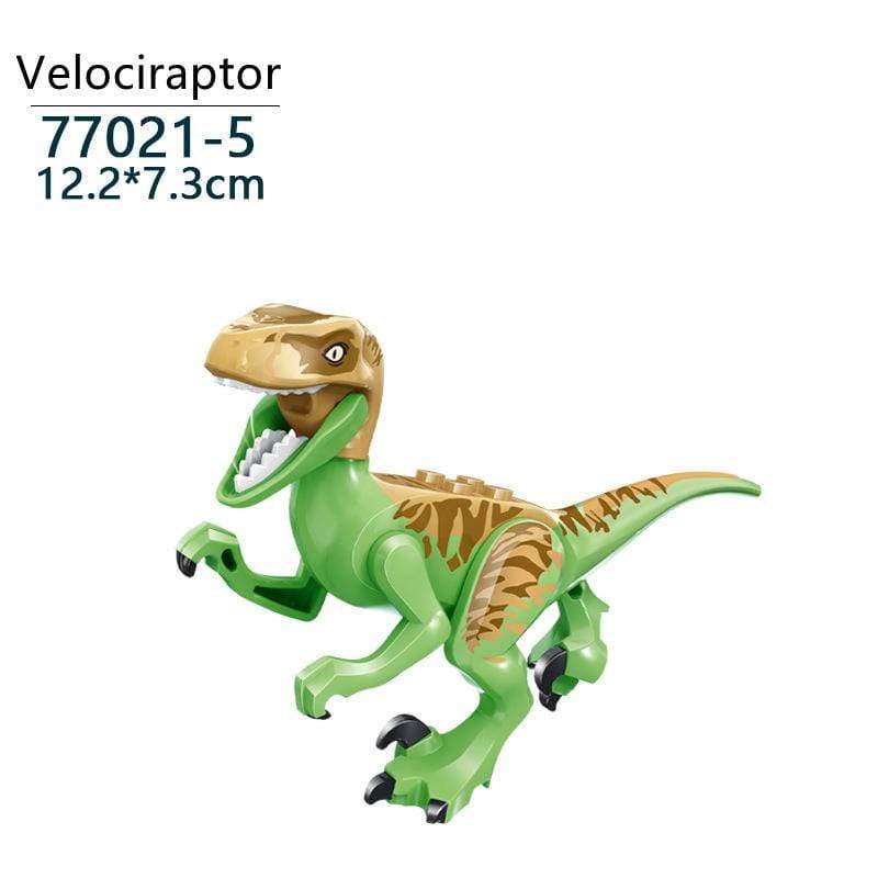 5‘’ Mini Dinosaur Jurassic Theme DIY Action Figures Building Blocks Toy Playsets Velociraptor / Light Green