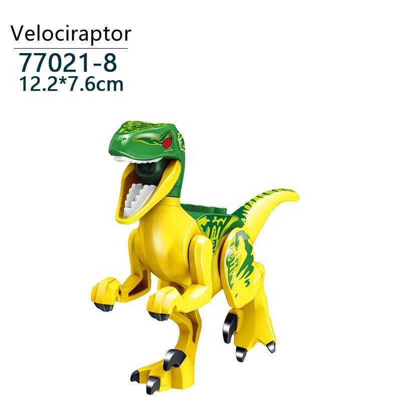 5‘’ Mini Dinosaur Jurassic Theme DIY Action Figures Building Blocks Toy Playsets Velociraptor / Yellow