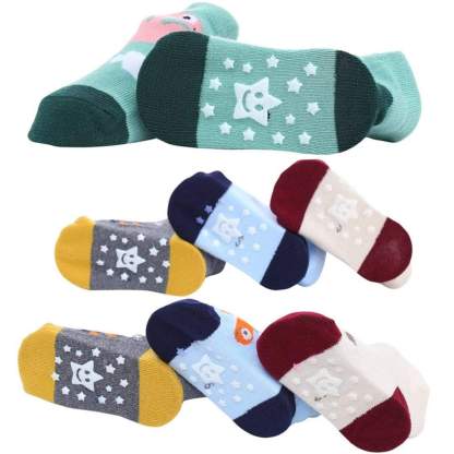 5PCS Set of Various Types Dinosaur Cartoon Children's Non-Slip Knitting Cotton Socks