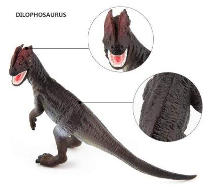 6‘’ Realistic Dilophosaurus Dinosaur Solid Figure Model Toy Decor with Movable Jaw
