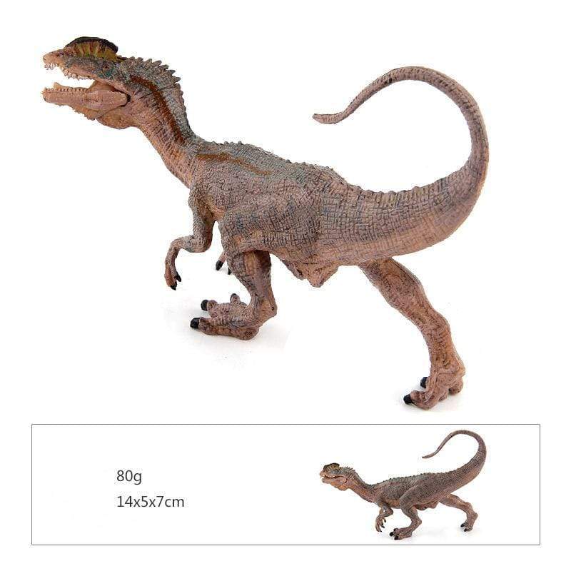 6‘’ Realistic Dilophosaurus Dinosaur Solid Figure Model Toy Decor with Movable Jaw Brown