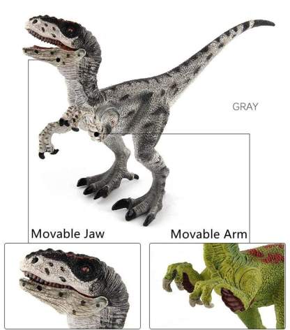 7‘’ Realistic Velociraptor Dinosaur Solid Figure Model Toy Decor with Movable Jaw and Arm