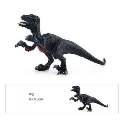 7‘’ Realistic Velociraptor Dinosaur Solid Figure Model Toy Decor with Movable Jaw and Arm Black