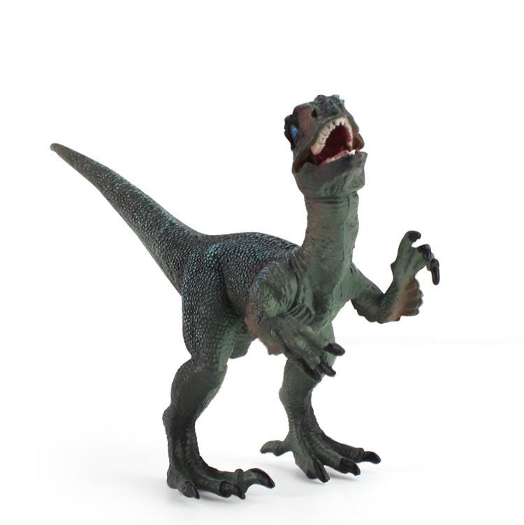 7‘’ Realistic Velociraptor Dinosaur Solid Figure Model Toy Decor with Movable Jaw and Arm Blue