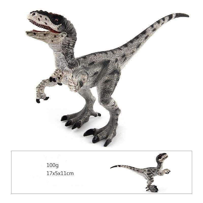 7‘’ Realistic Velociraptor Dinosaur Solid Figure Model Toy Decor with Movable Jaw and Arm Gray