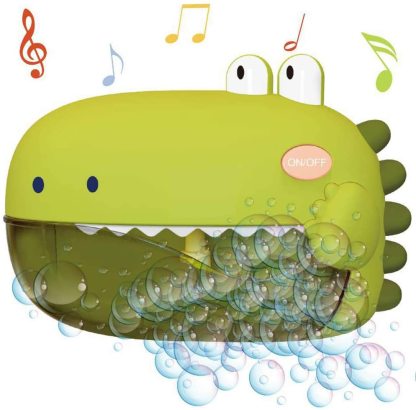 Automatic Electric Bathtub Dinosaur Bubble Blower Machine Bubble Making Toy with Music Green / Dinosaur