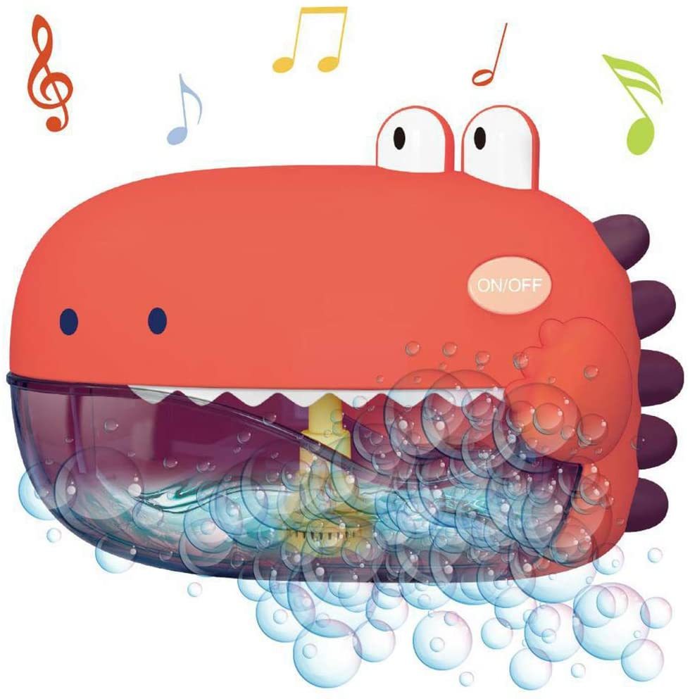 Automatic Electric Bathtub Dinosaur Bubble Blower Machine Bubble Making Toy with Music Red / Dinosaur