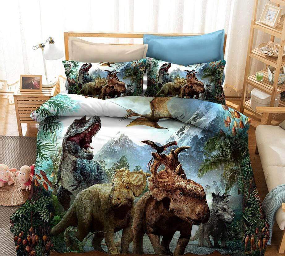 Bedding Set Dinosaur Coverlet and Pillowcase Set Bedroom Decoration 01 / AU Single 55.1”*82.6”