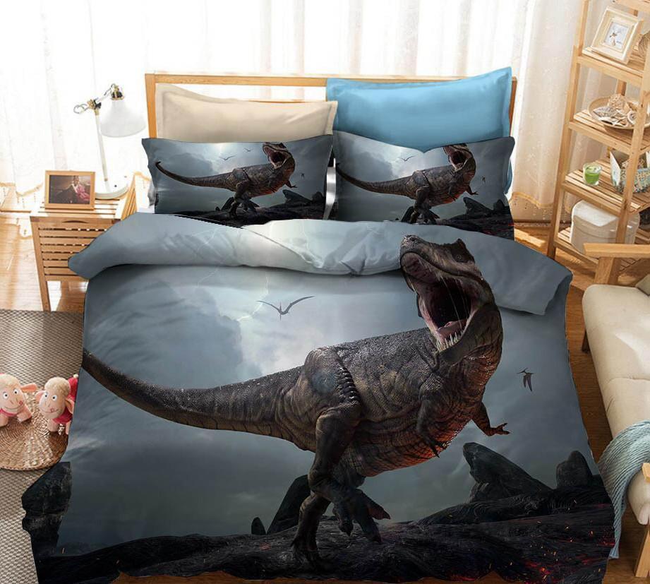 Bedding Set Dinosaur Coverlet and Pillowcase Set Bedroom Decoration 06 / AU Single 55.1”*82.6”