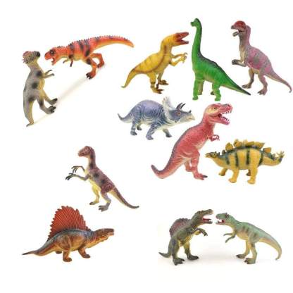 Different Types of Dinosaurs with Sound T Rex Triceratops Stegosaurus Model Toy for Kids 12 pcs