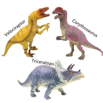 Different Types of Dinosaurs with Sound T Rex Triceratops Stegosaurus Model Toy for Kids 3 pcs-B