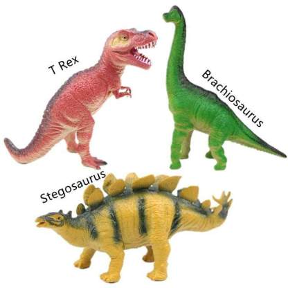 Different Types of Dinosaurs with Sound T Rex Triceratops Stegosaurus Model Toy for Kids 3 pcs-C