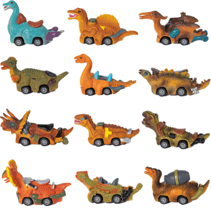 Mini Dinosaur Toy Pull Back Cars Dino Toy Cars for Boys Girls 3-6 Years Old 12 Pcs Dino Car-C+D