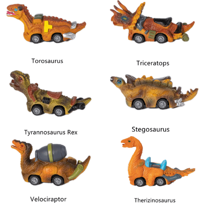 Mini Dinosaur Toy Pull Back Cars Dino Toy Cars for Boys Girls 3-6 Years Old 6 Pcs Dino Car-D