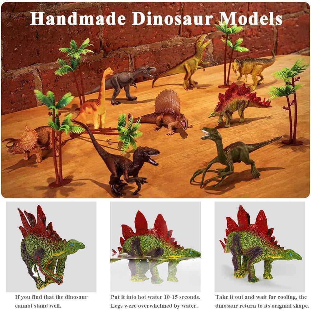 Educational Realistic Dinosaur Toys Figures Activity Play Mat Trees & Container Playset