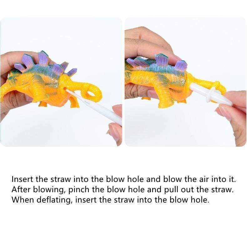 Inflatable Blowing Dinosaur Balloons Stress Relief Vent Toy for Kids 12 pcs/ set(random color)