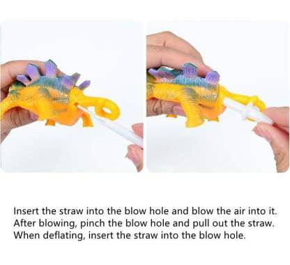Inflatable Blowing Dinosaur Balloons Stress Relief Vent Toy for Kids 12 pcs/ set(random color)
