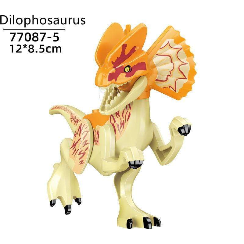 5‘’ Mini Dinosaur Jurassic Theme DIY Action Figures Building Blocks Toy Playsets Dilophosaurus / Yellow