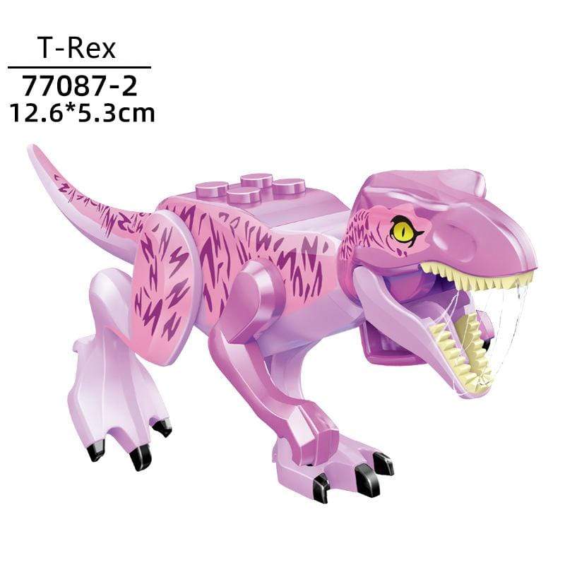 5‘’ Mini Dinosaur Jurassic Theme DIY Action Figures Building Blocks Toy Playsets T-Rex / Pink