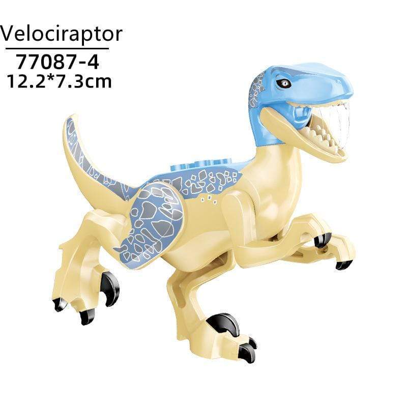5‘’ Mini Dinosaur Jurassic Theme DIY Action Figures Building Blocks Toy Playsets Velociraptor / Beige