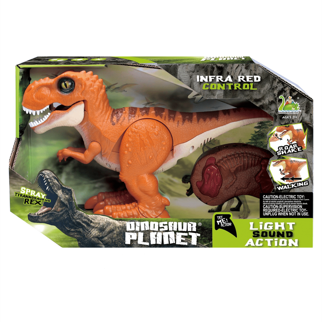 Remote Control Dinosaur T Rex Toys Realistic Walking Good Dinosaur Toys Light Sound Spray Action Figure Remote Control Orange 12 inch(Without Spray)