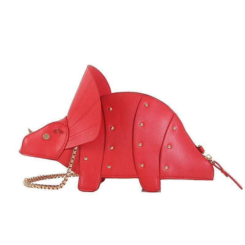 Triceratops Bag Dinosaur Shape Shoulder Bag PU Leather Rivet Purses Handbag Dinolize