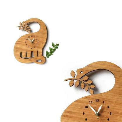 Wood Wall Clock Dinosaur T Rex Triceratops Quartz Clock Decoration for Kids Room