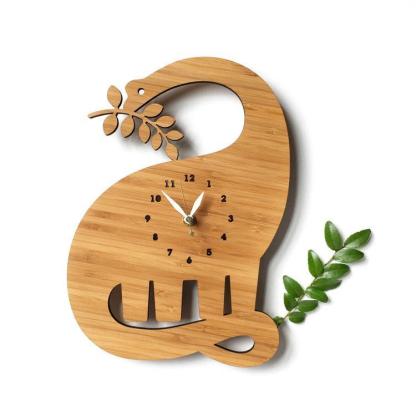 Wood Wall Clock Dinosaur T Rex Triceratops Quartz Clock Decoration for Kids Room Wood Diplodocus B