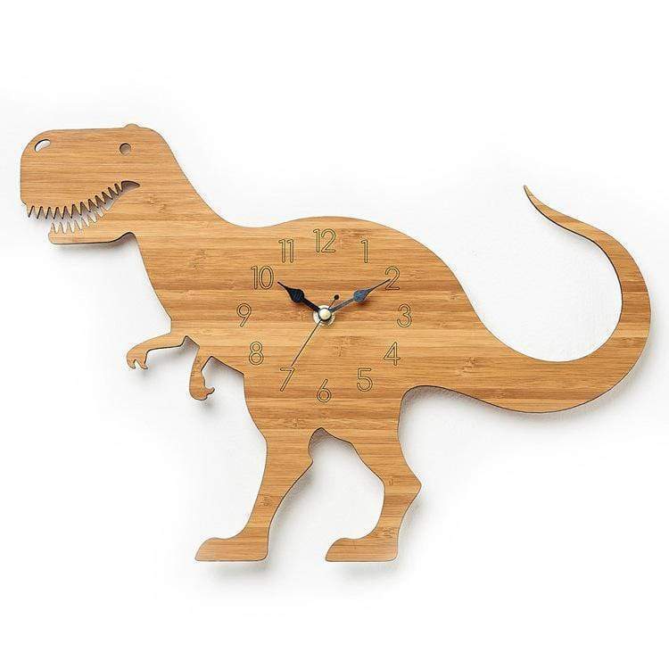 Wood Wall Clock Dinosaur T Rex Triceratops Quartz Clock Decoration for Kids Room Wood T Rex
