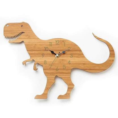 Wood Wall Clock Dinosaur T Rex Triceratops Quartz Clock Decoration for Kids Room Wood T Rex