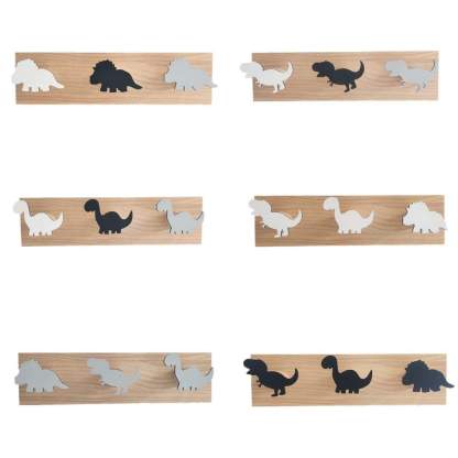 Wooden Dinosaur Wall Hooks Coat Hooks Wall Decoration for Kids Room