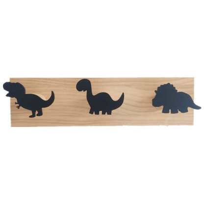 Wooden Dinosaur Wall Hooks Coat Hooks Wall Decoration for Kids Room Black
