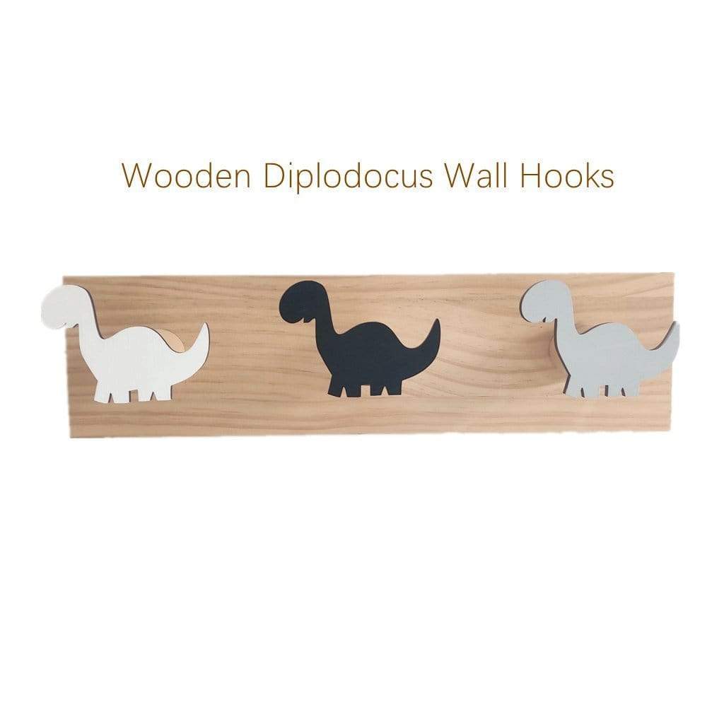 Wooden Dinosaur Wall Hooks Coat Hooks Wall Decoration for Kids Room Diplodocus