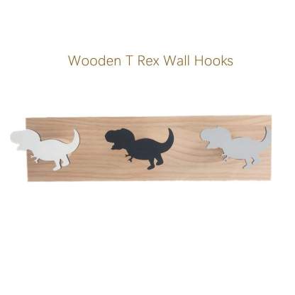 Wooden Dinosaur Wall Hooks Coat Hooks Wall Decoration for Kids Room T Rex