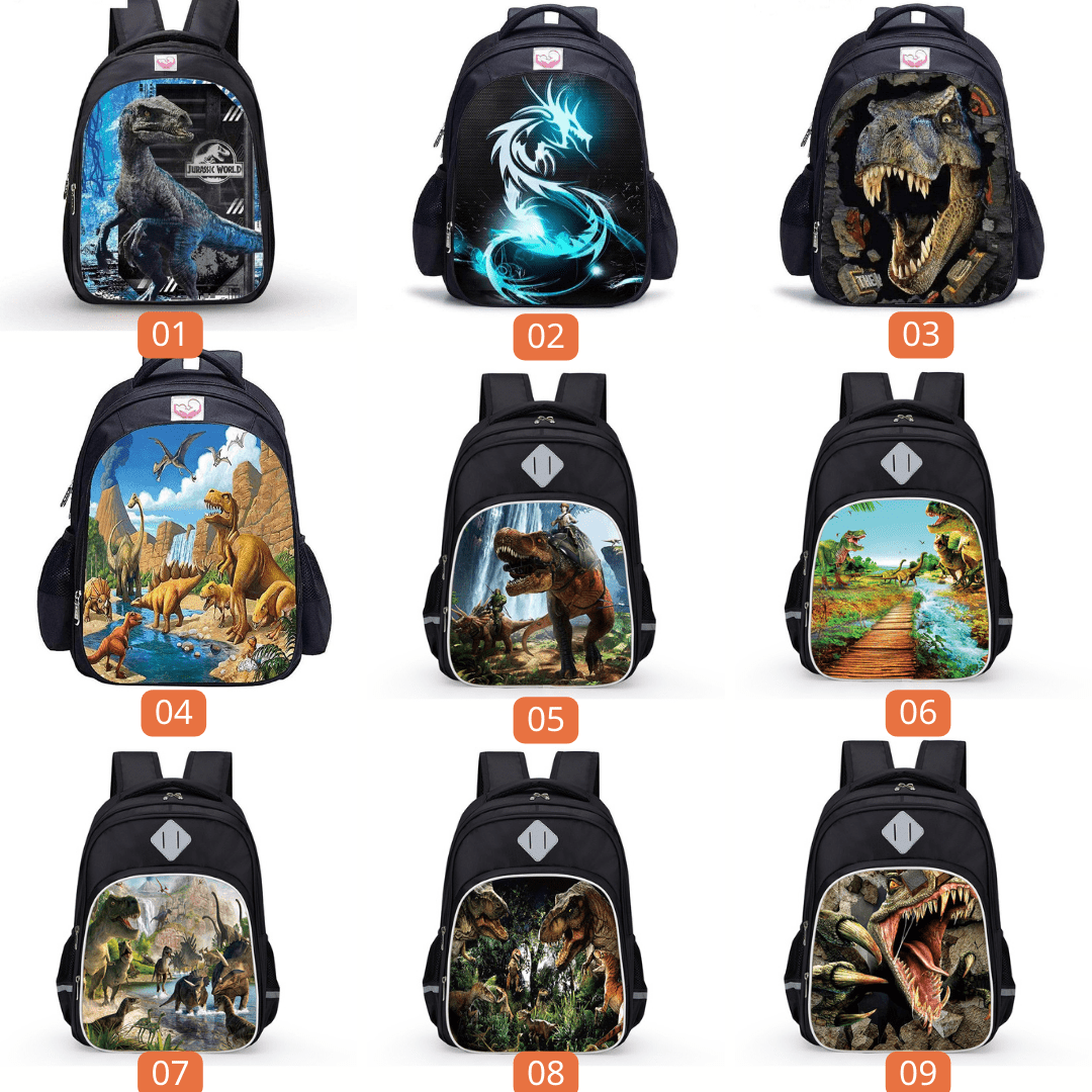 3D T-Rex Durable Dinosaur Cartoon Travel Backpack School Laptop Daypack Waterproof Bag