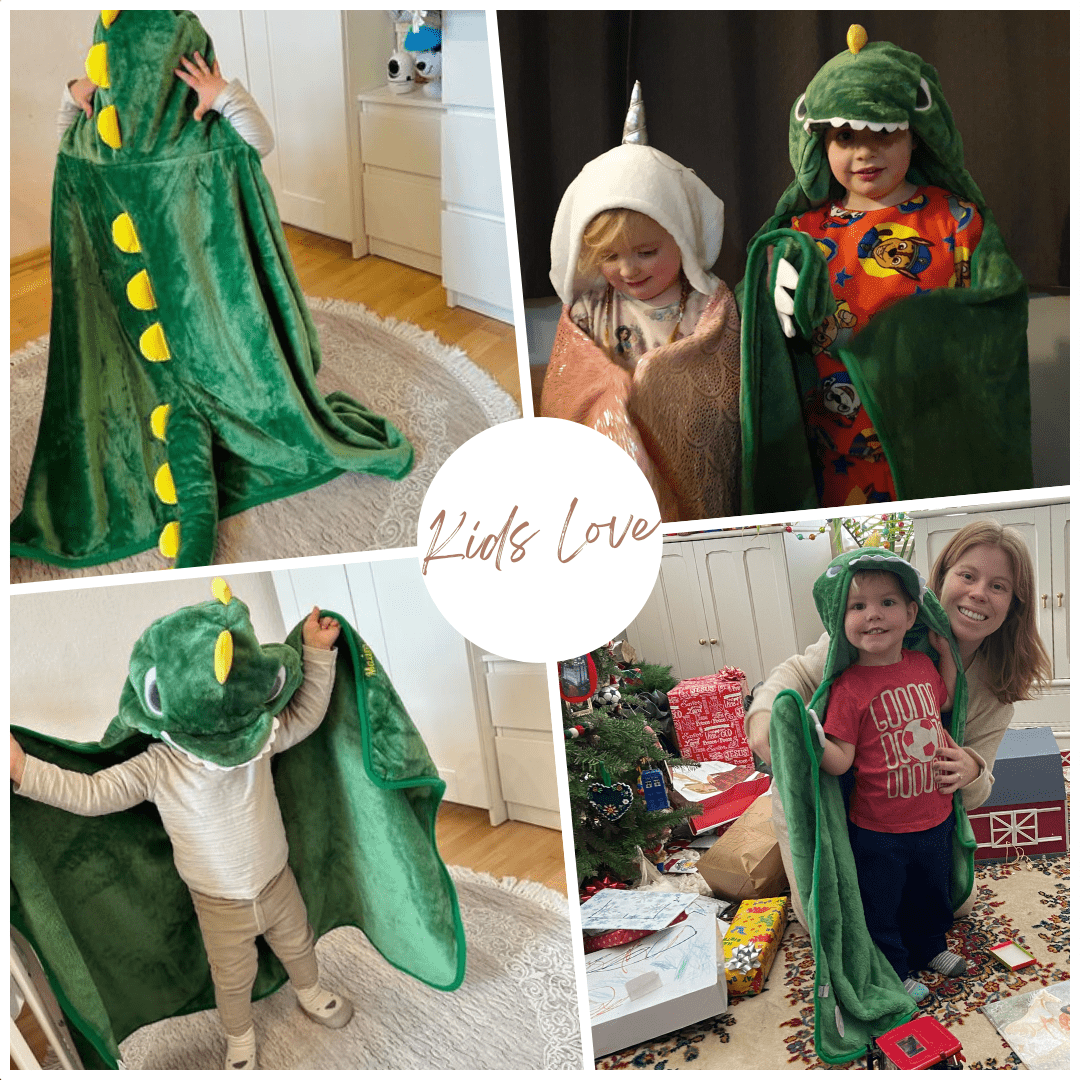 Name Personalized Dinosaur Ultra Plush Fleece Hooded Throw Blanket Cosplay Costume for Kids