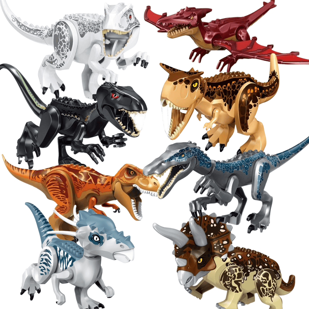 12‘’ Dinosaur Jurassic Theme DIY Action Figures Building Blocks Toy Playsets 8 Pack / 17*28.5cm