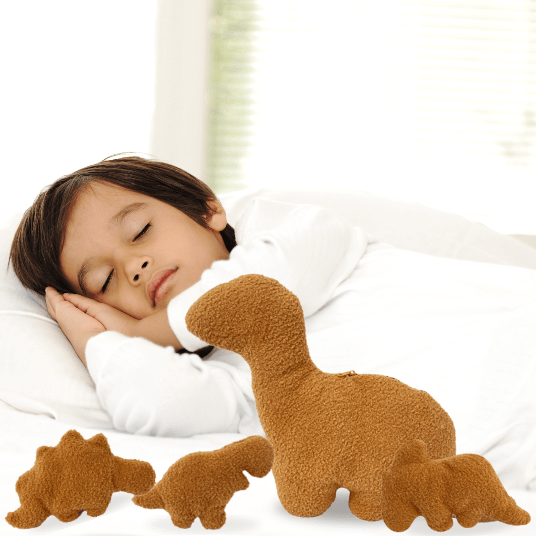 Dinosaur Chicken Nugget Pillow Set - Mommy Dinosaur and 3 Baby Dinosaurs