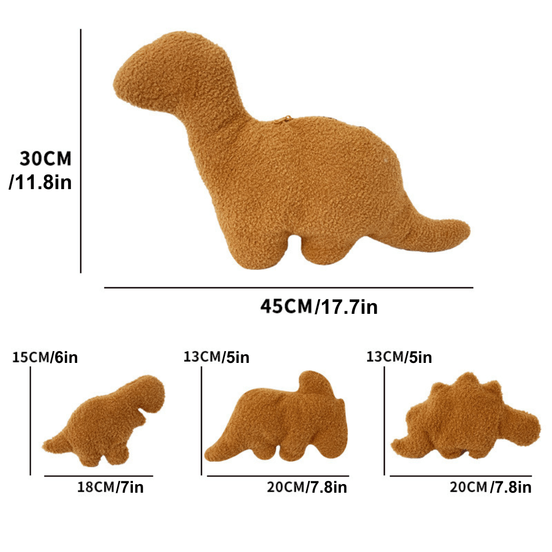 Dinosaur Chicken Nugget Pillow Set - Mommy Dinosaur and 3 Baby Dinosaurs