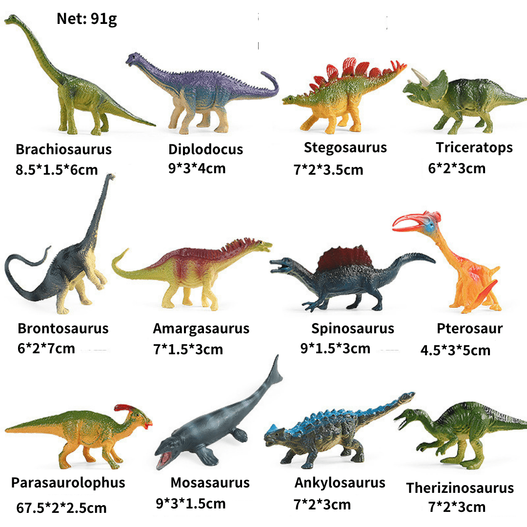 12 Pcs Realistic Dinosaur Figure Set Decor Model Toy 12Pcs- B