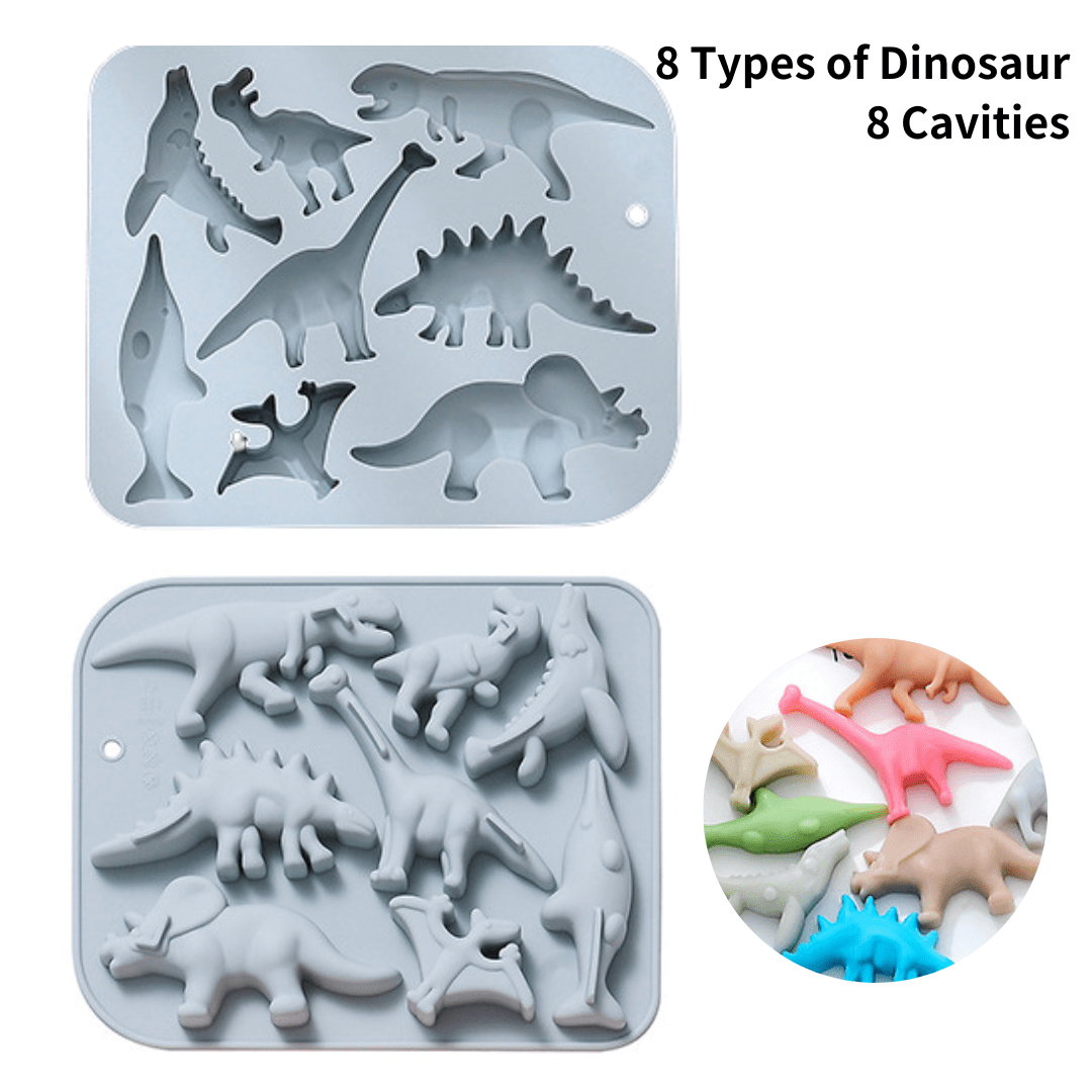 Silicone 3D Dinosaur Ice Cube Tray Candy Cake Chocolate Mold Set 8 Cavities