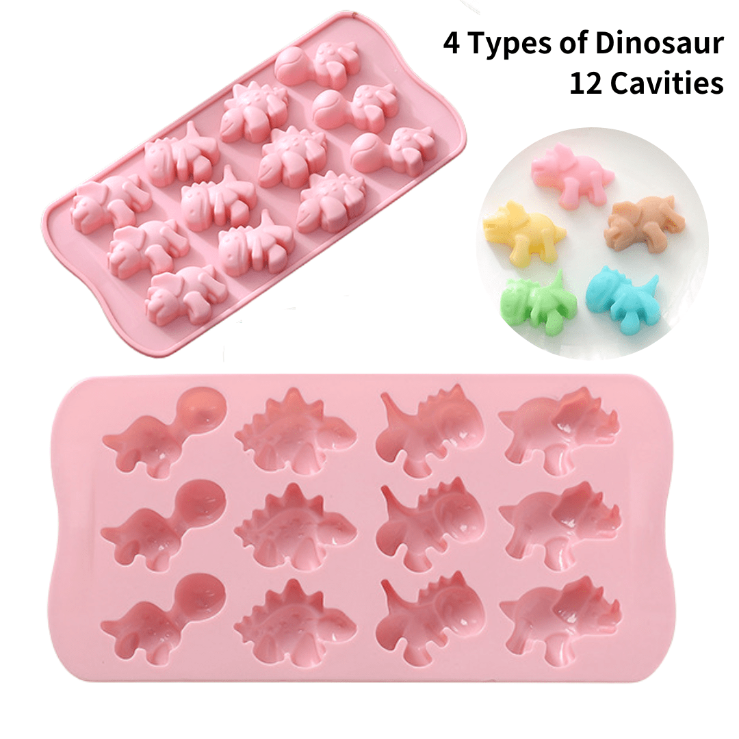 Silicone 3D Dinosaur Ice Cube Tray Candy Cake Chocolate Mold Set 12 Cavities