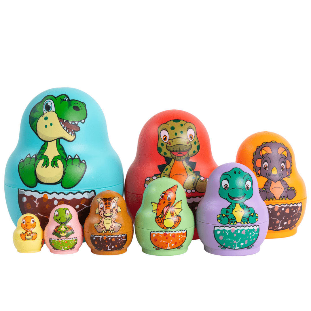 Dinosaur Russian Nesting Dolls Matryoshka Stacking Nested Set 8 Pieces Dinosaur / 1 Pack(10% Off)