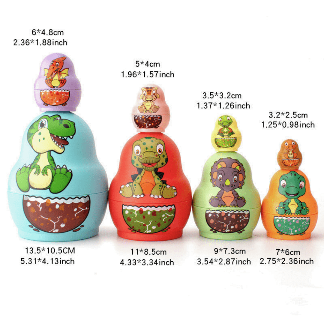 Dinosaur Russian Nesting Dolls Matryoshka Stacking Nested Set 8 Pieces